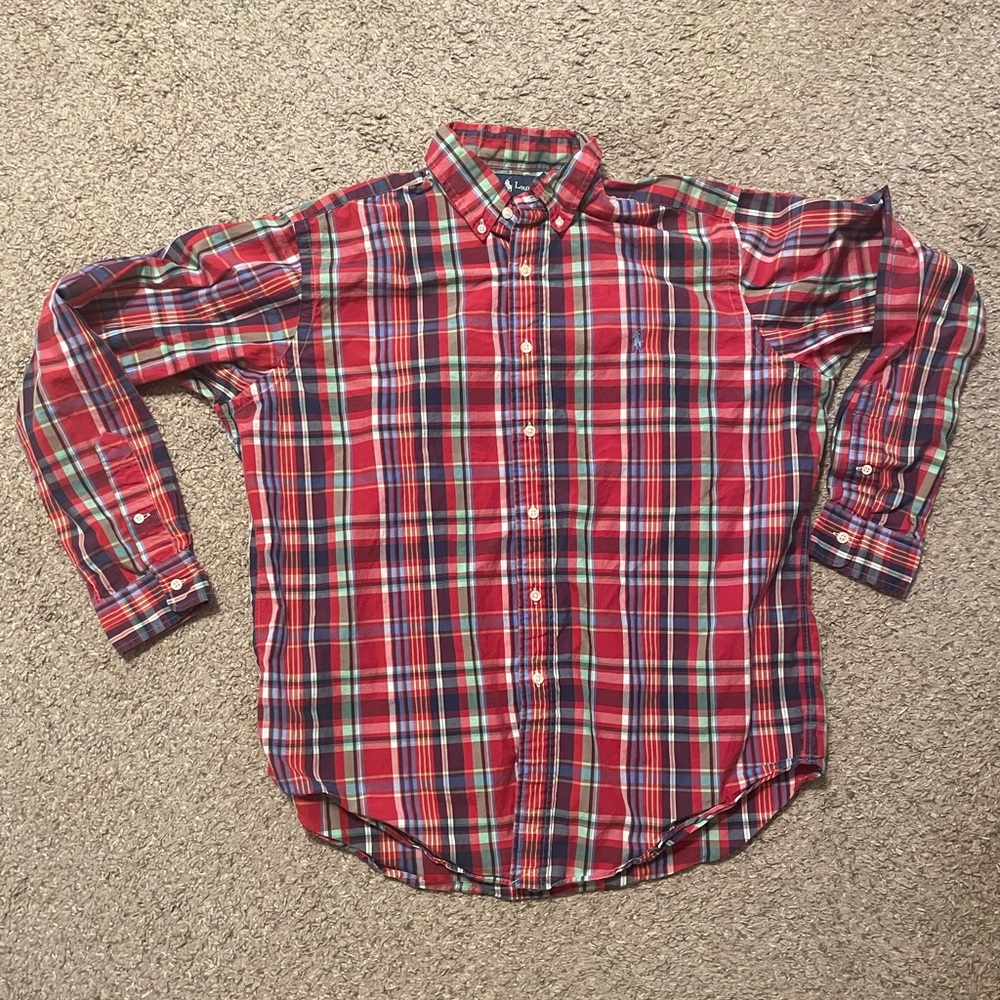 Plaid Ralph Lauren button down shirt. Size: L style:classic fit